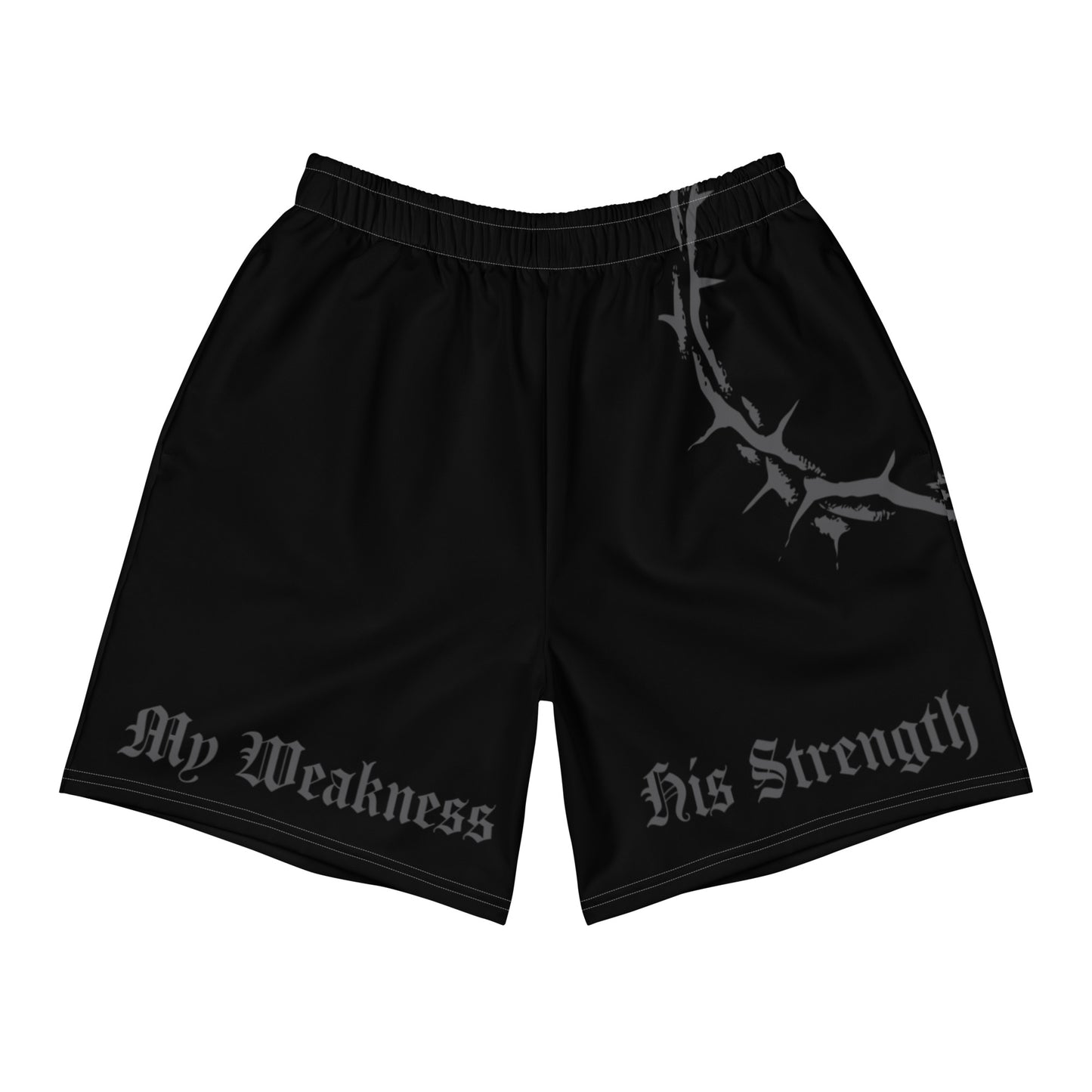 My Weakness His Strength (Black/Gray) Unisex Athletic Shorts