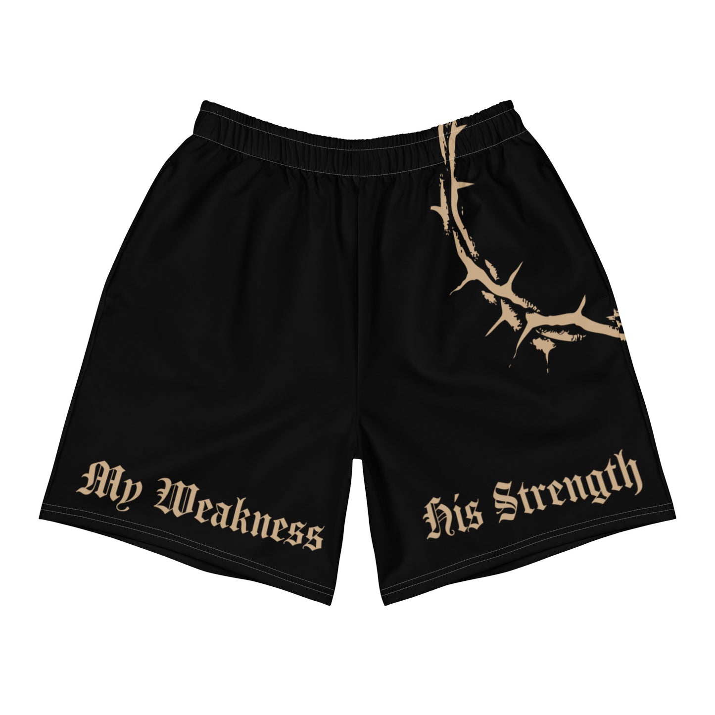 My Weakness His Strength (Black/Gold) Unisex Athletic Shorts