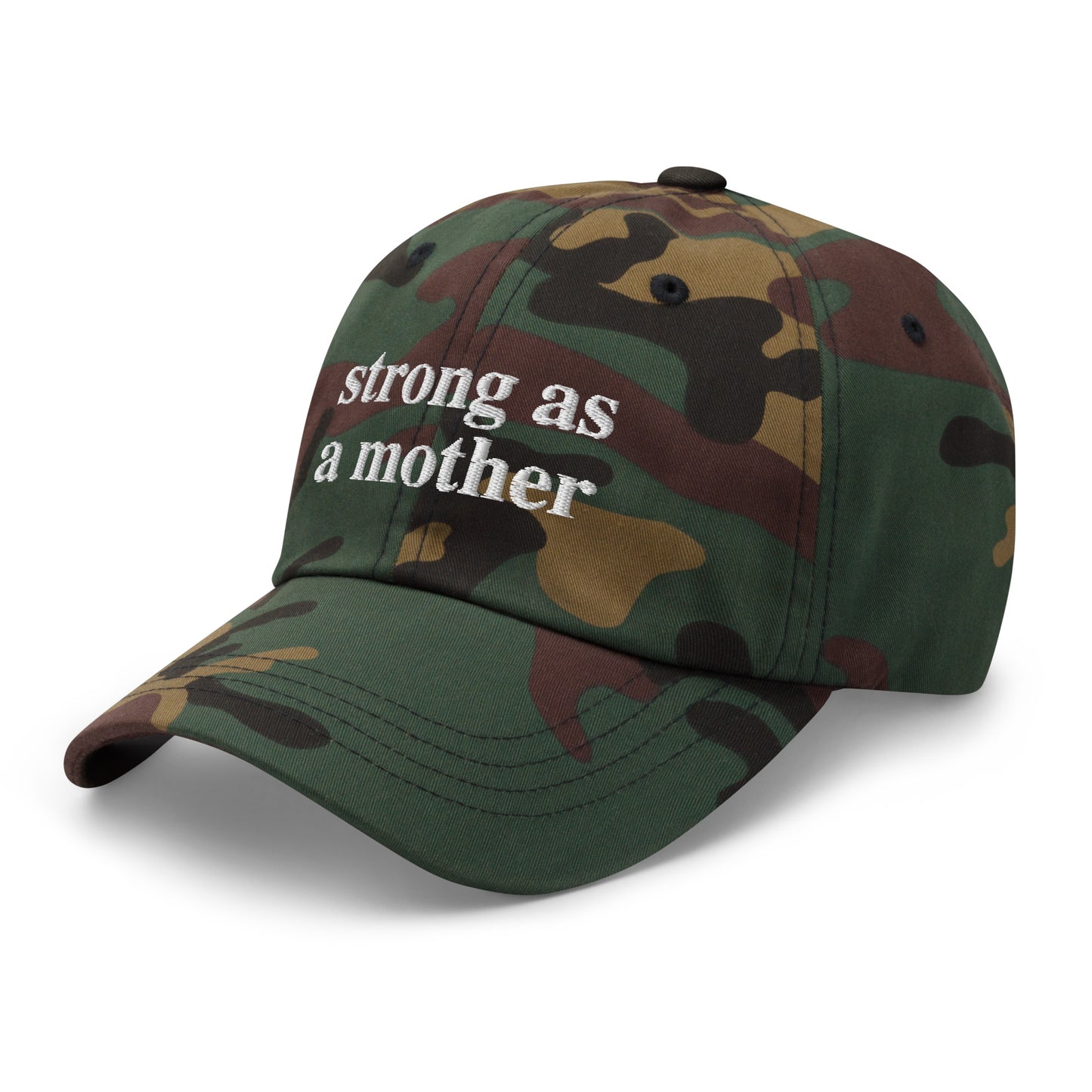 strong as a mother (White Embroidered) Dad hat