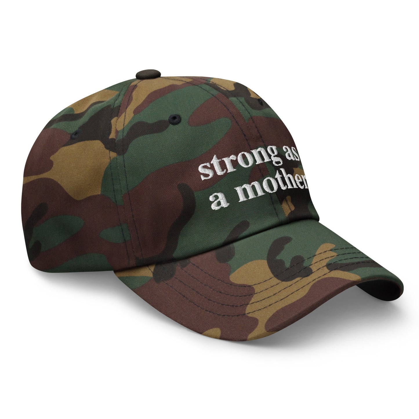 strong as a mother (White Embroidered) Dad hat