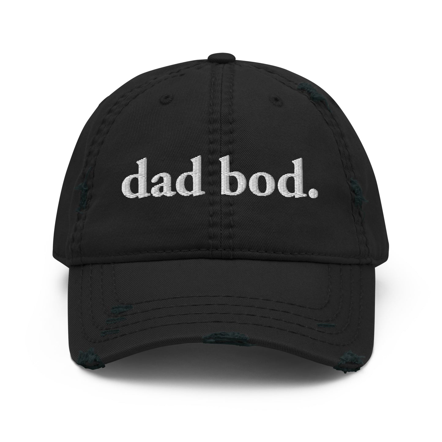 dad bod. (White Embroidered) Distressed Dad Hat