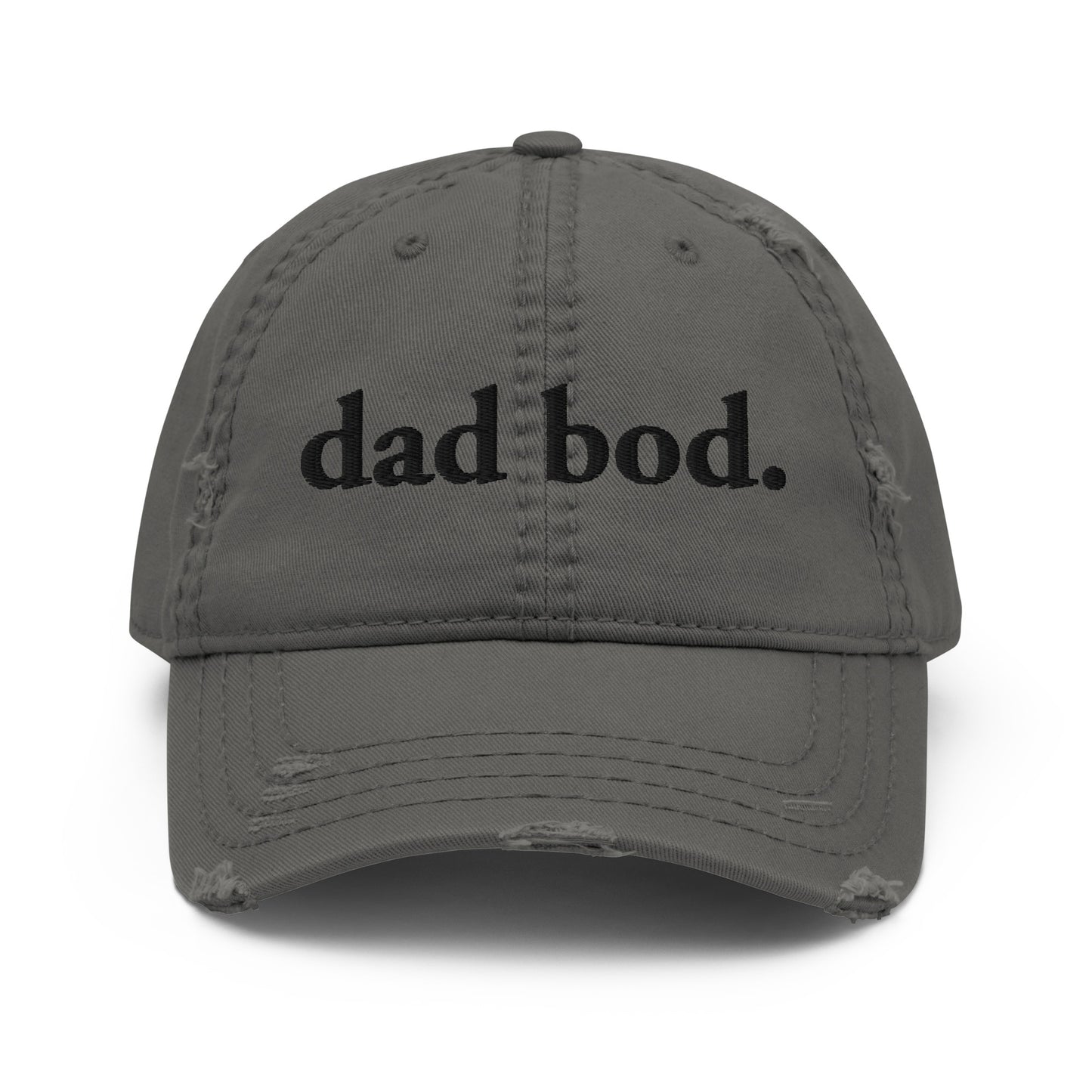 dad bod. (Black Embroidered) Distressed Dad Hat