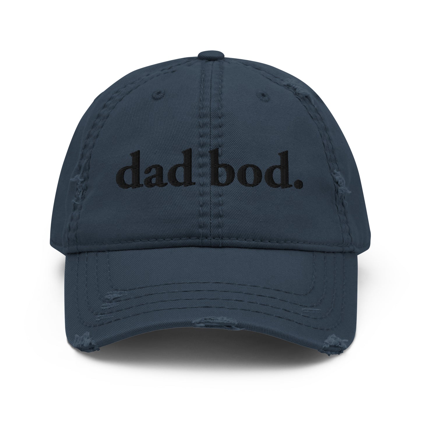 dad bod. (Black Embroidered) Distressed Dad Hat