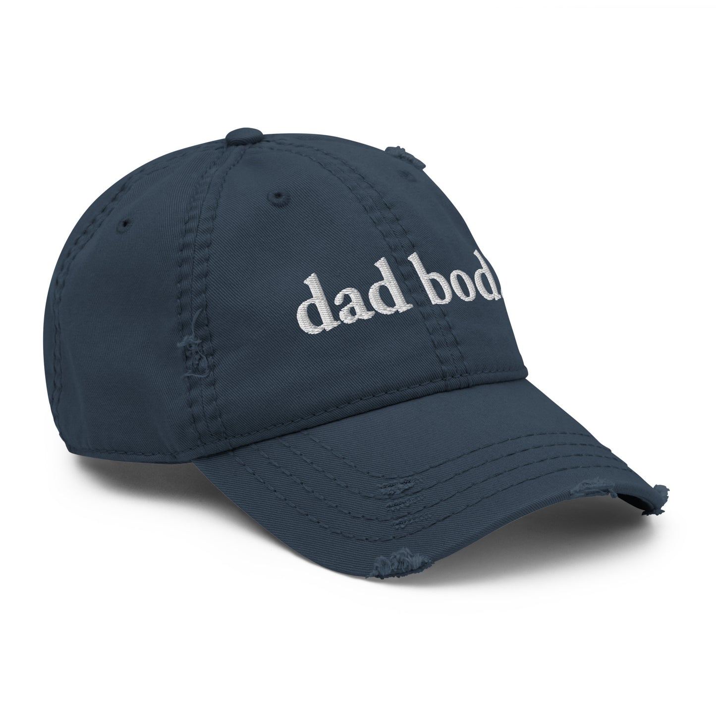 dad bod. (White Embroidered) Distressed Dad Hat