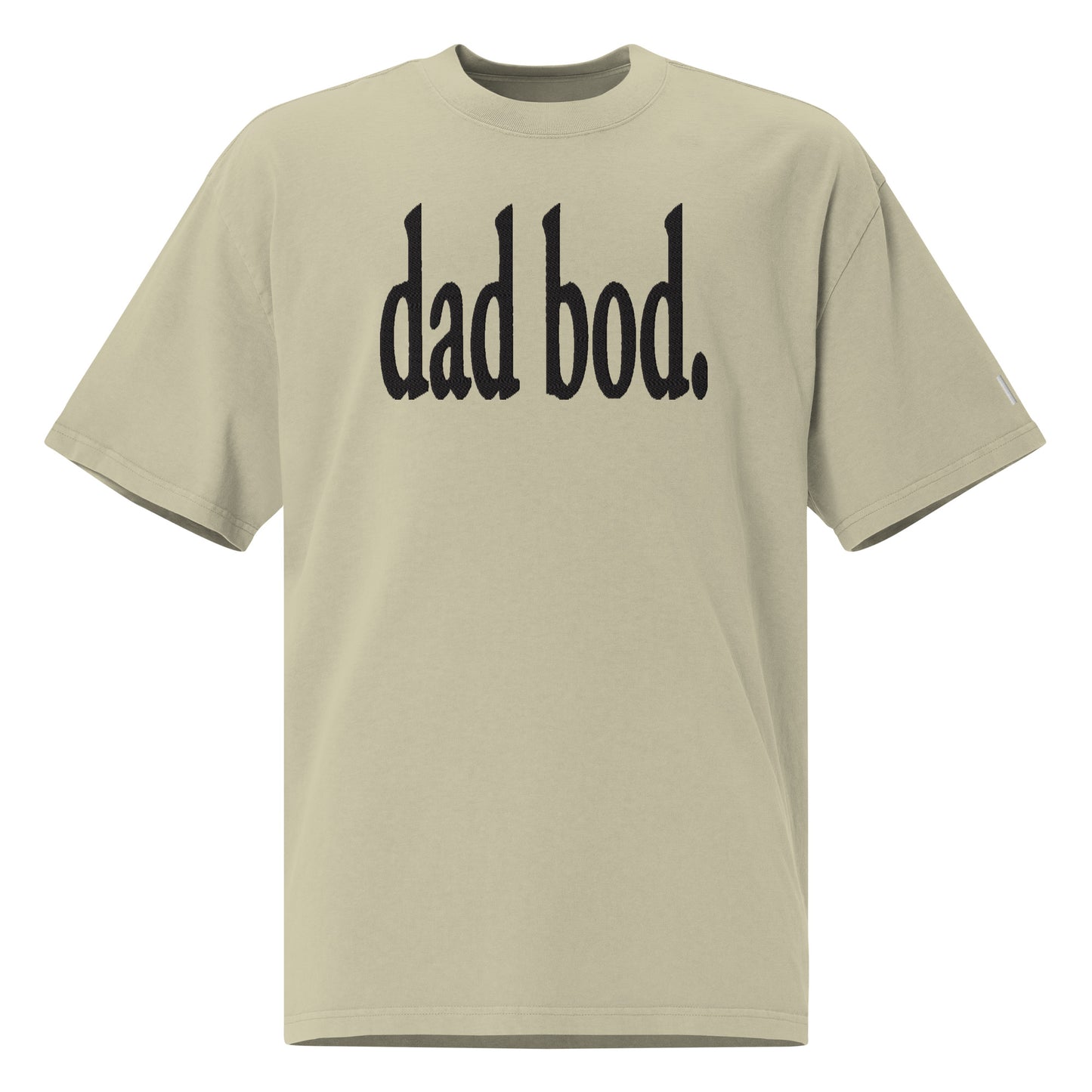 dad bod. (White Embroidered) Oversized faded t-shirt