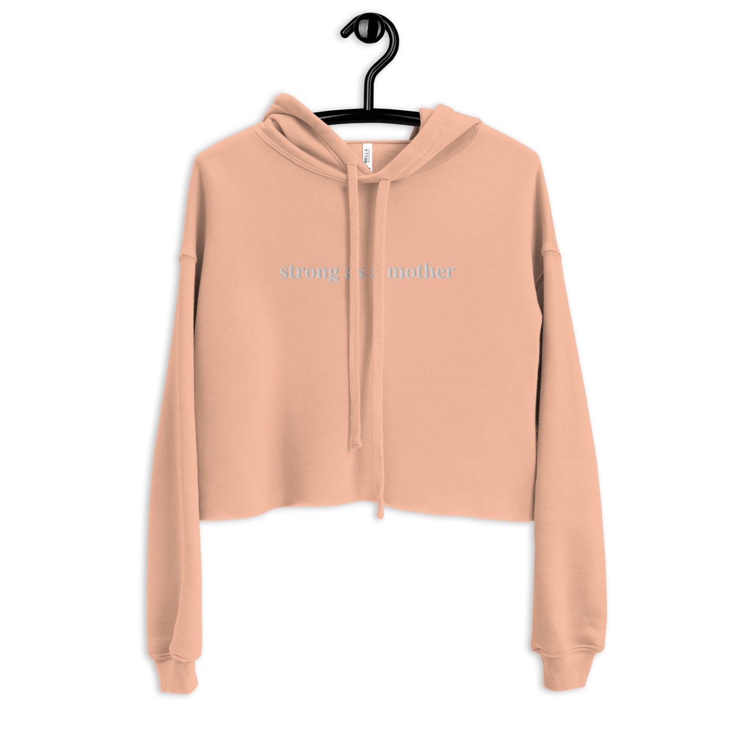 strong as a mother (White Embroidered) Crop Hoodie