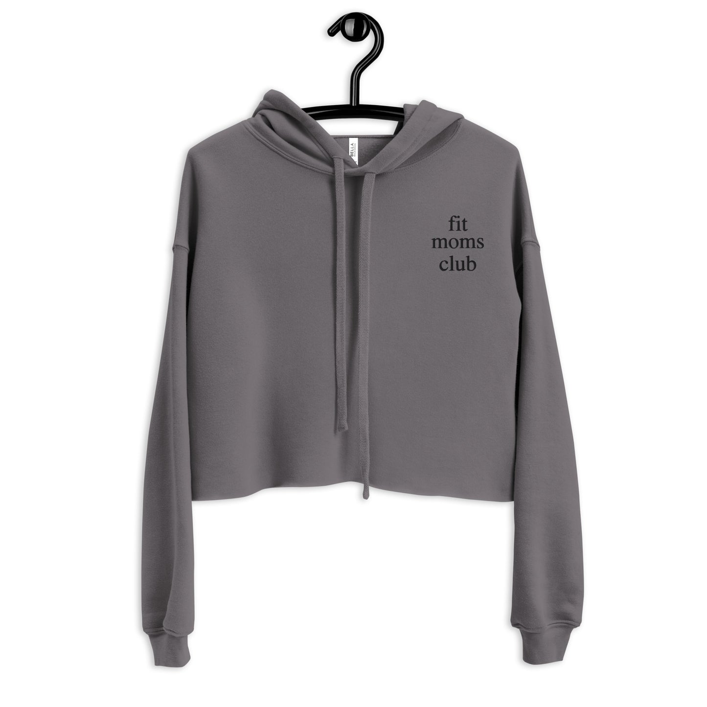 fit moms club (Black Embroidered) Crop Hoodie