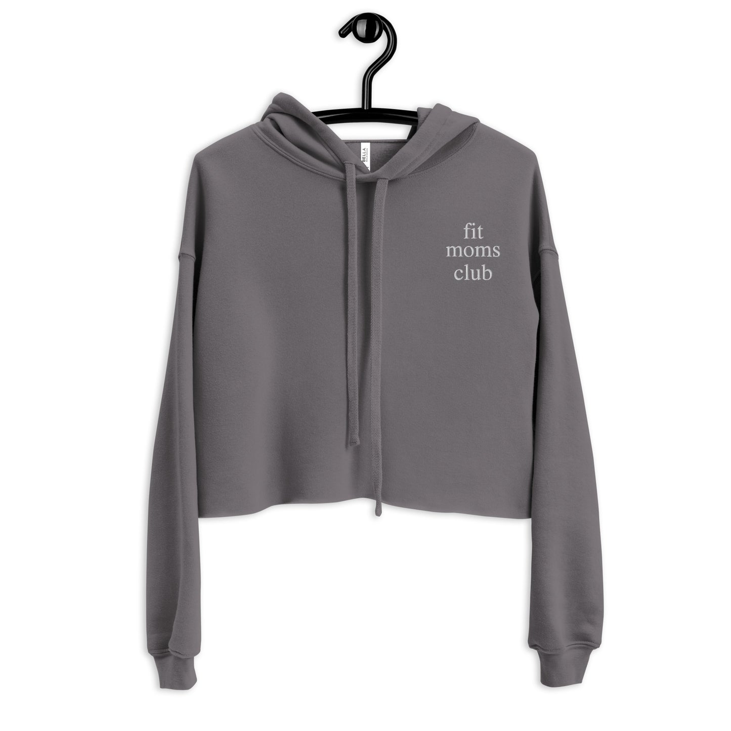 fit moms club (White Embroidered) Crop Hoodie