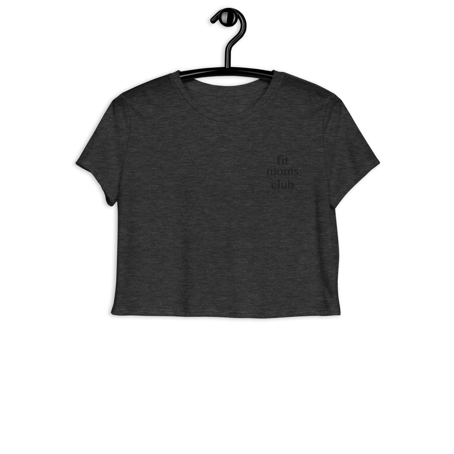 fit moms club (Black Embroidered) Crop Tee