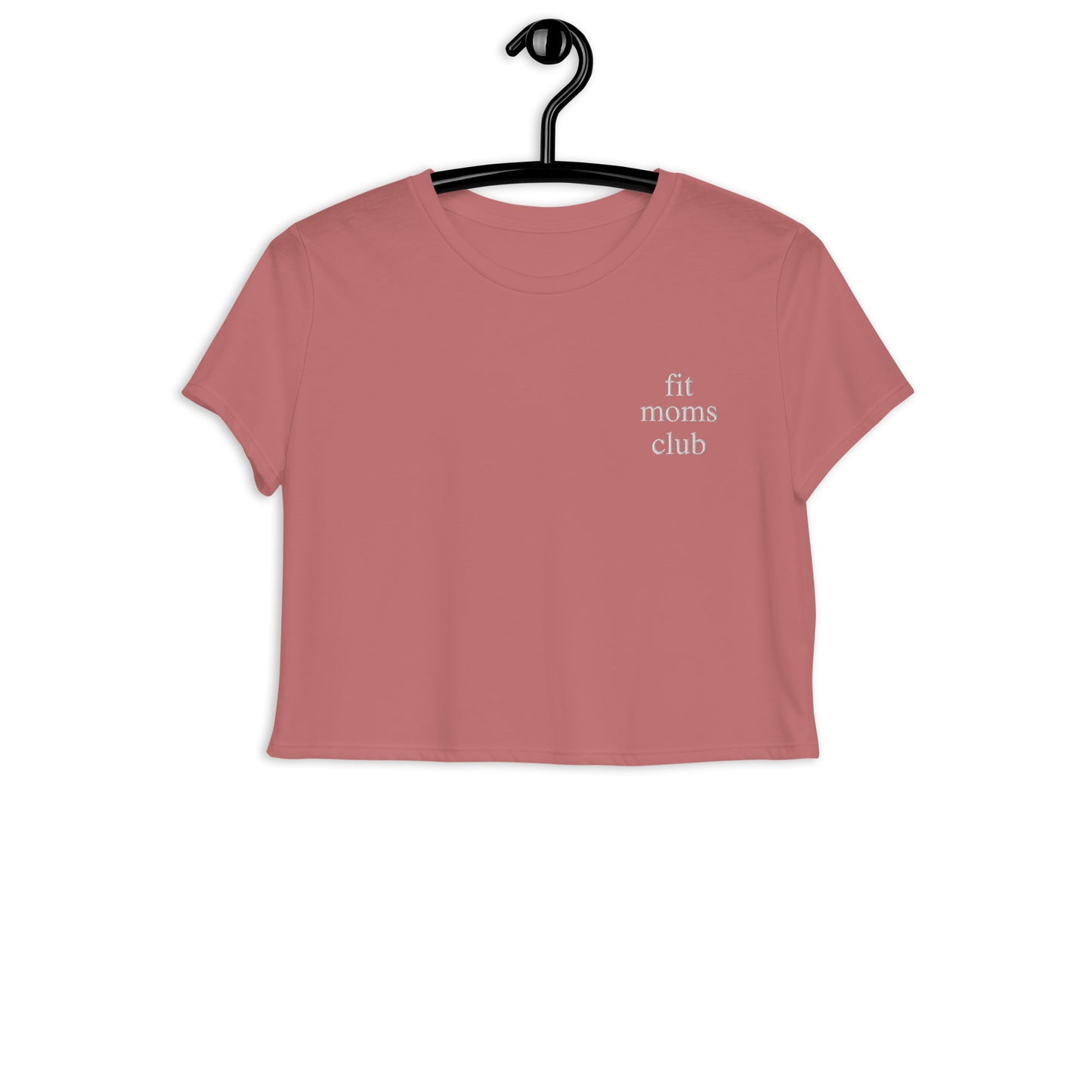 fit moms club (White Embroidered) Crop Tee