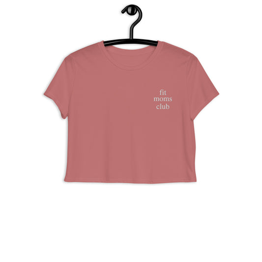 fit moms club (White Embroidered) Crop Tee