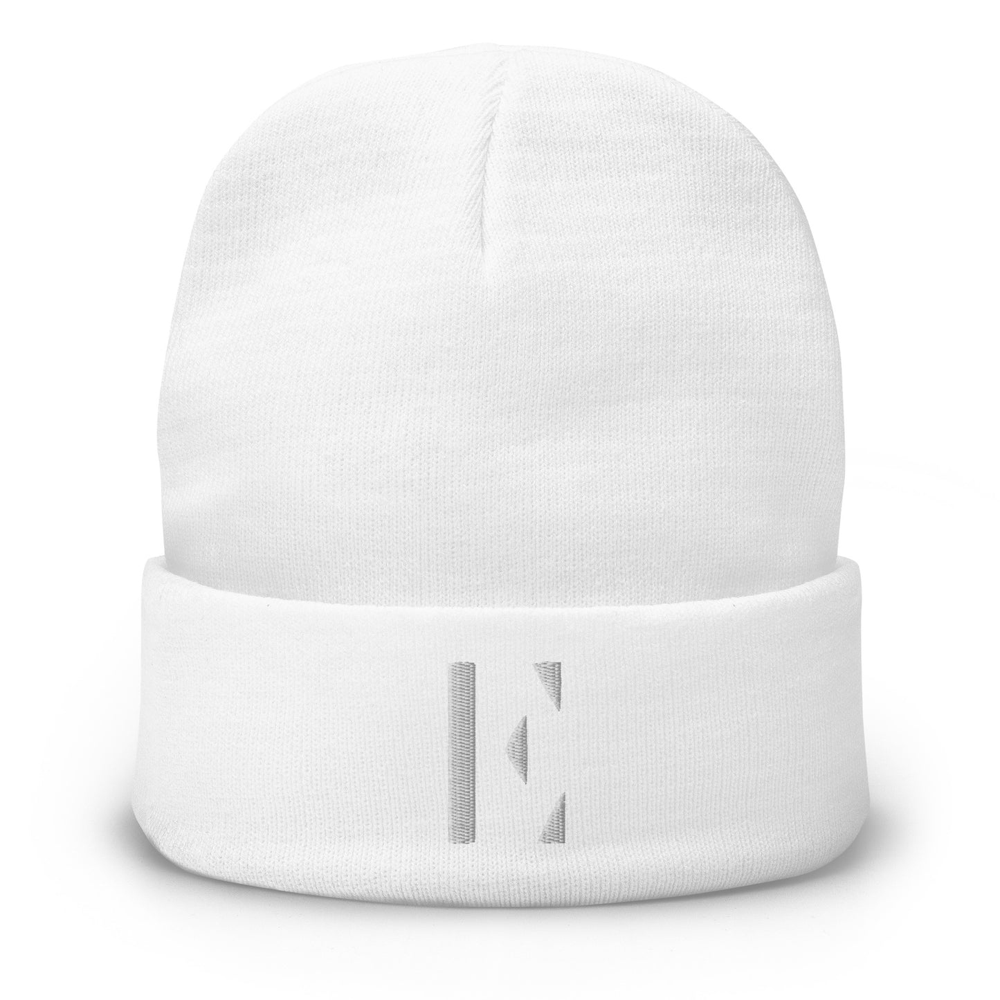 Elementary Threads White Embroidered Beanie